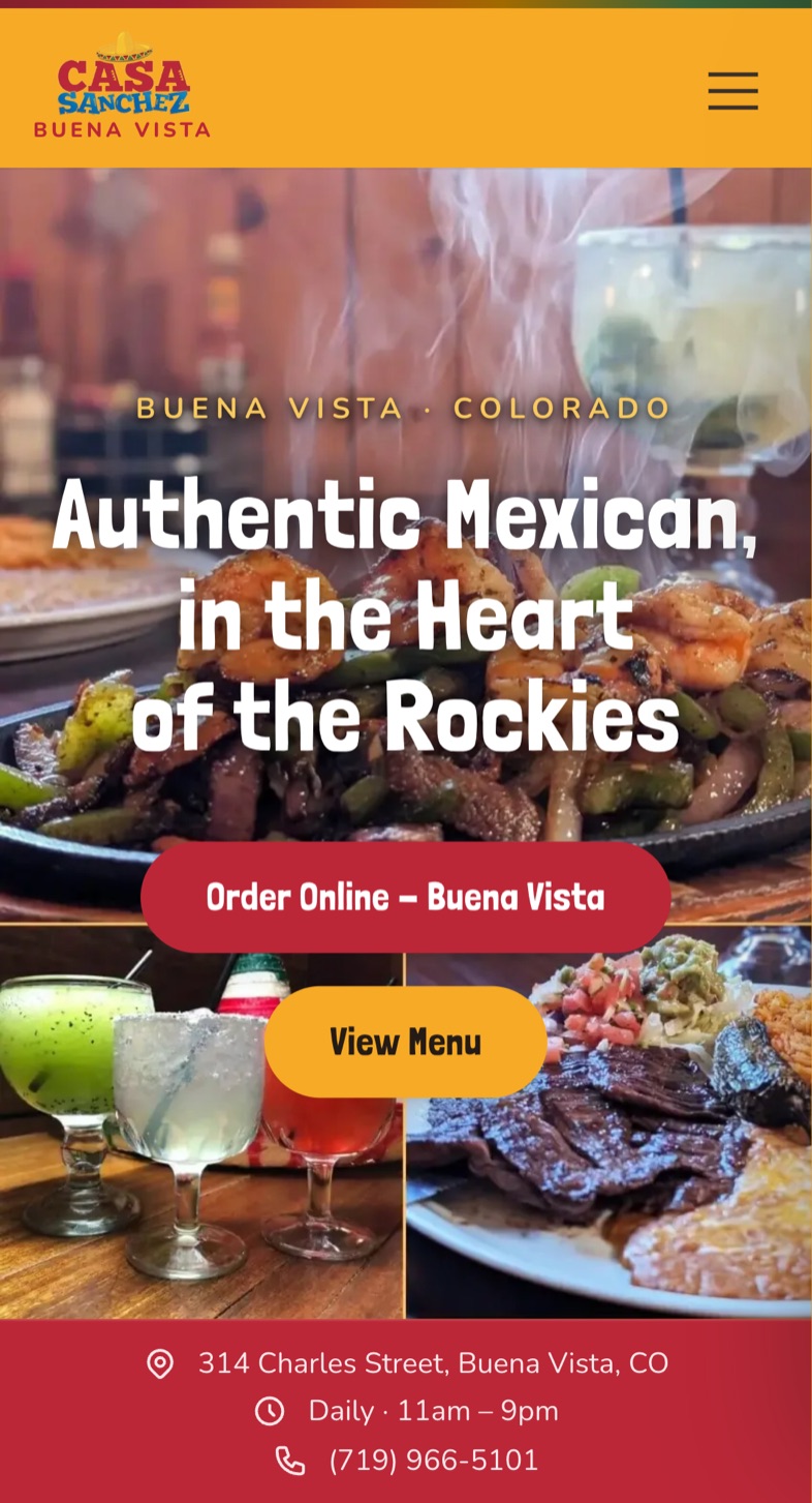Casa Sanchez Buena Vista mobile website view