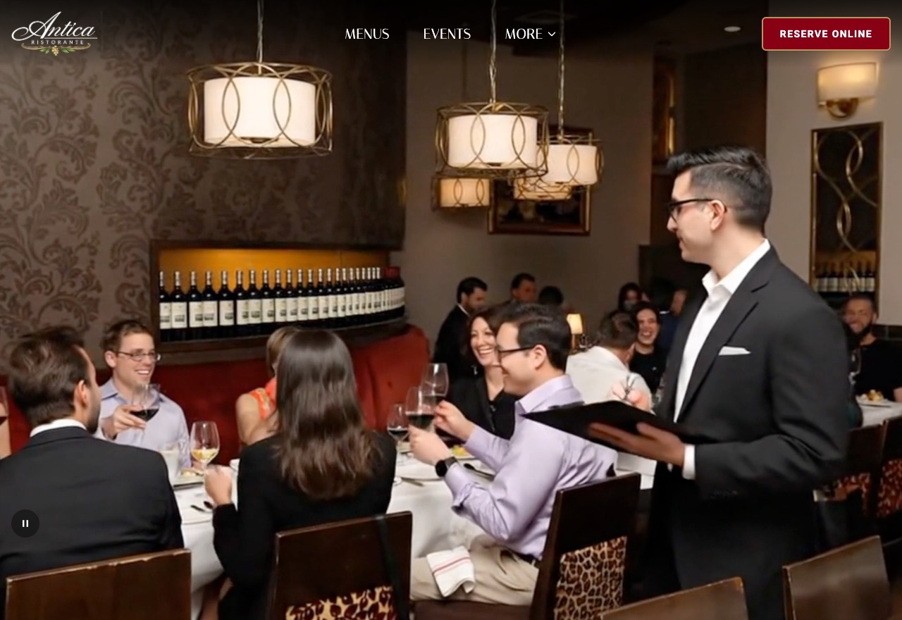 Antica Ristorante website, built by 88 Restaurants