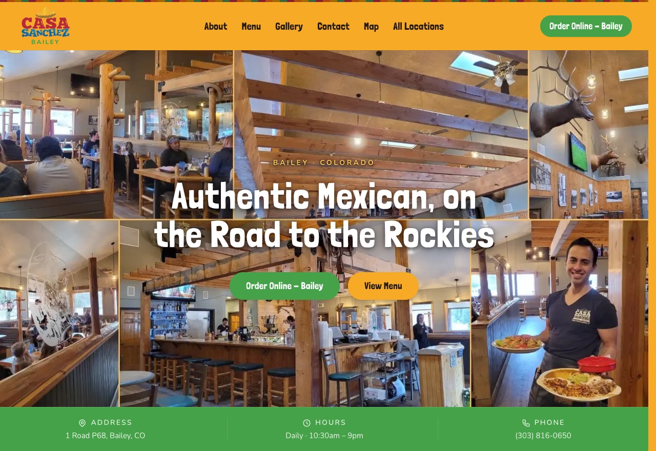 Casa Sanchez website, built by 88 Restaurants