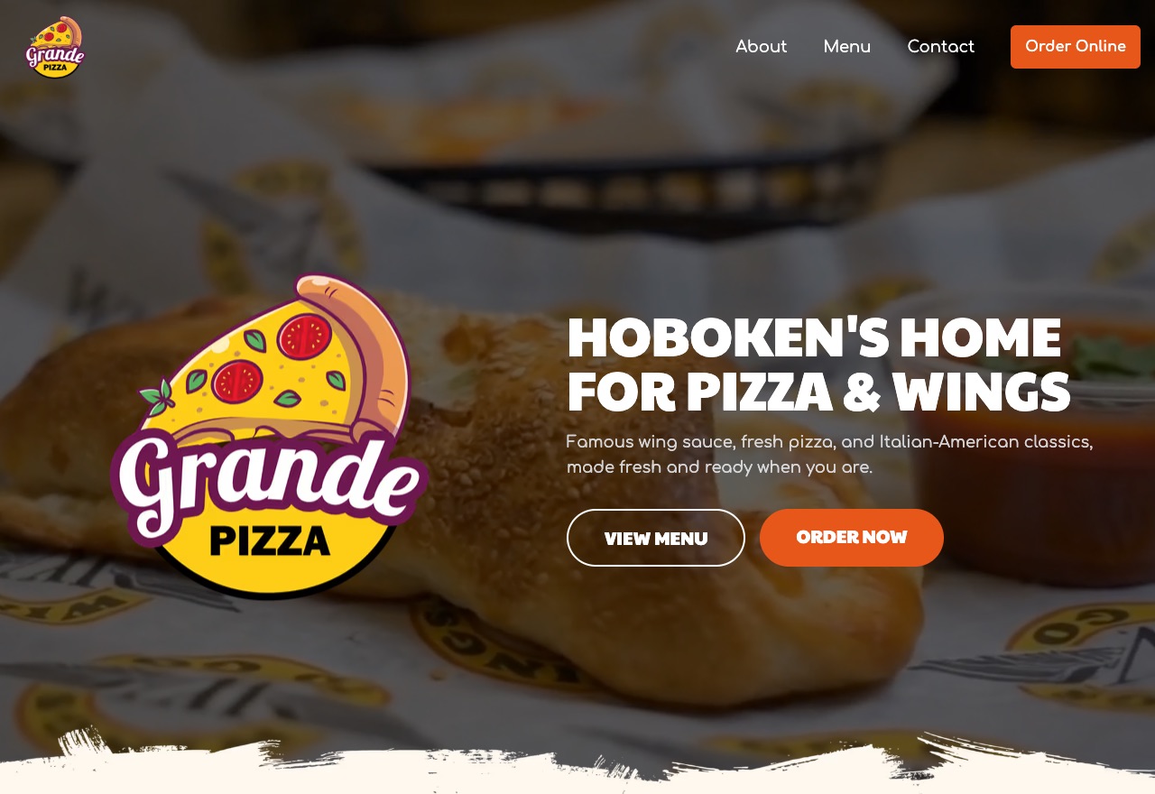 Grande Pizza & Wings To Go website, built by 88 Restaurants