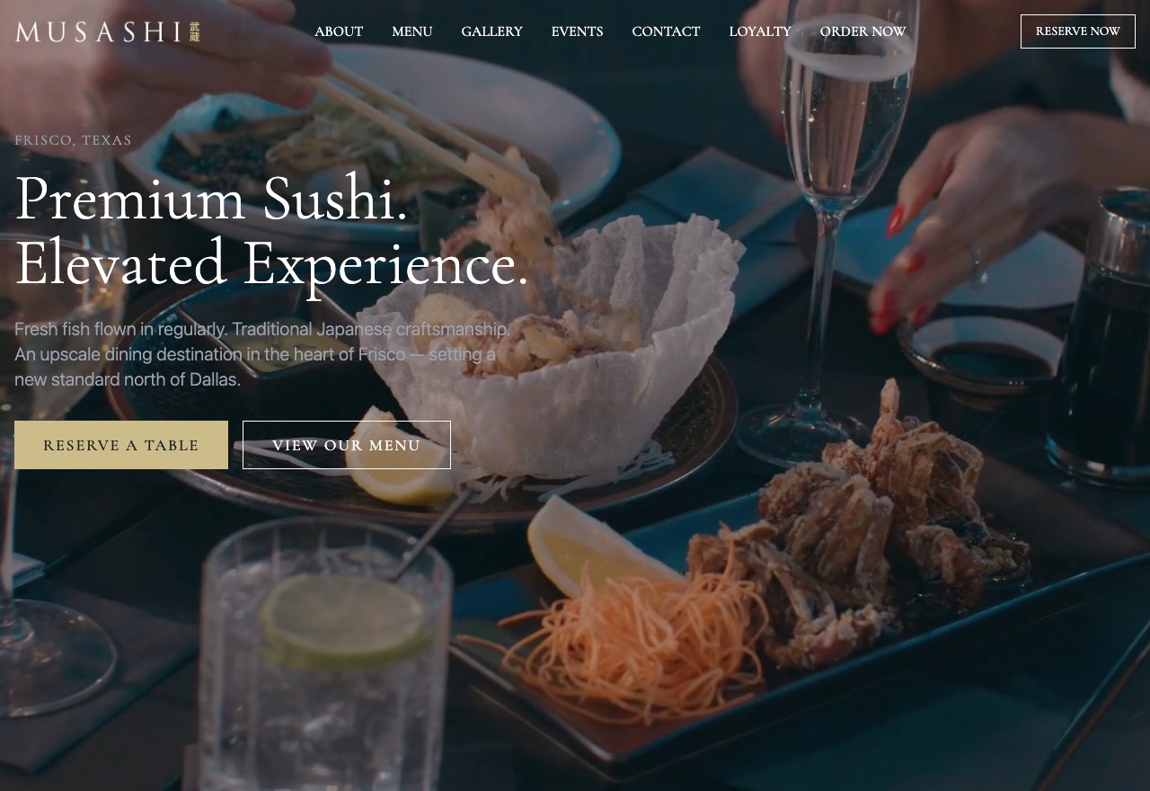 Musashi website, built by 88 Restaurants