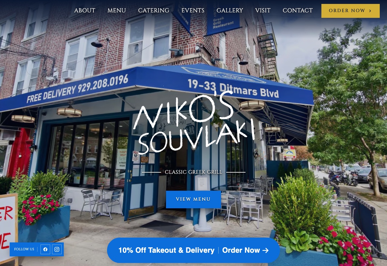 Niko's Souvlaki website, built by 88 Restaurants