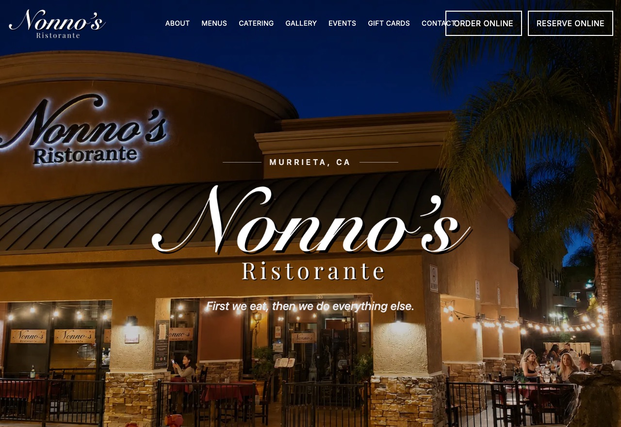 Nonno's Ristorante website, built by 88 Restaurants