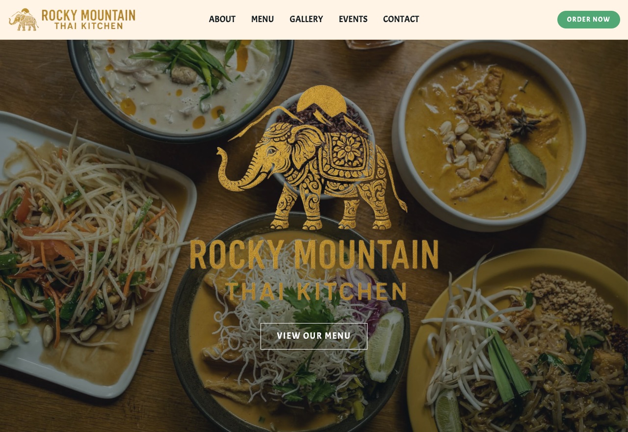 Rocky Mountain Thai Kitchen website, built by 88 Restaurants