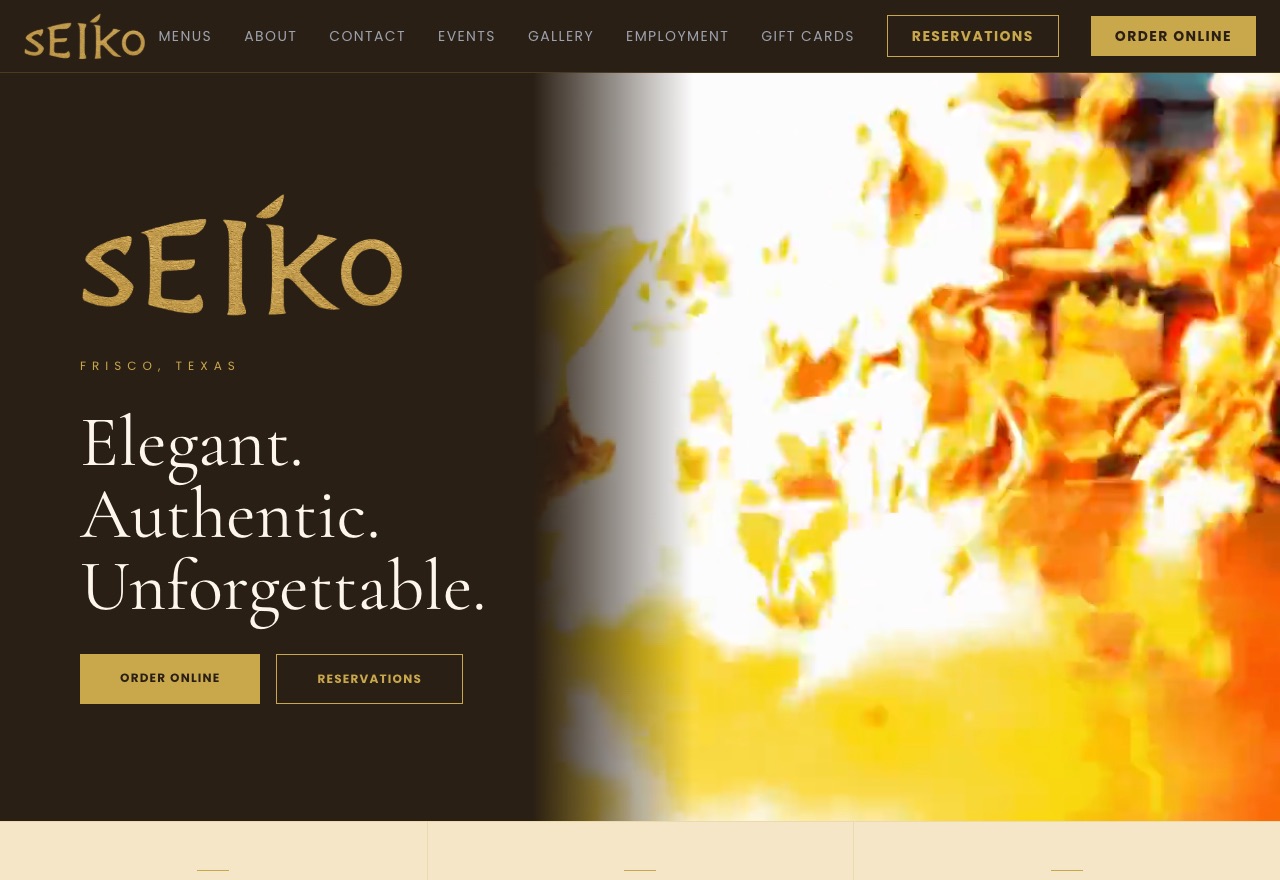 Seiko Sushi & Hibachi website, built by 88 Restaurants