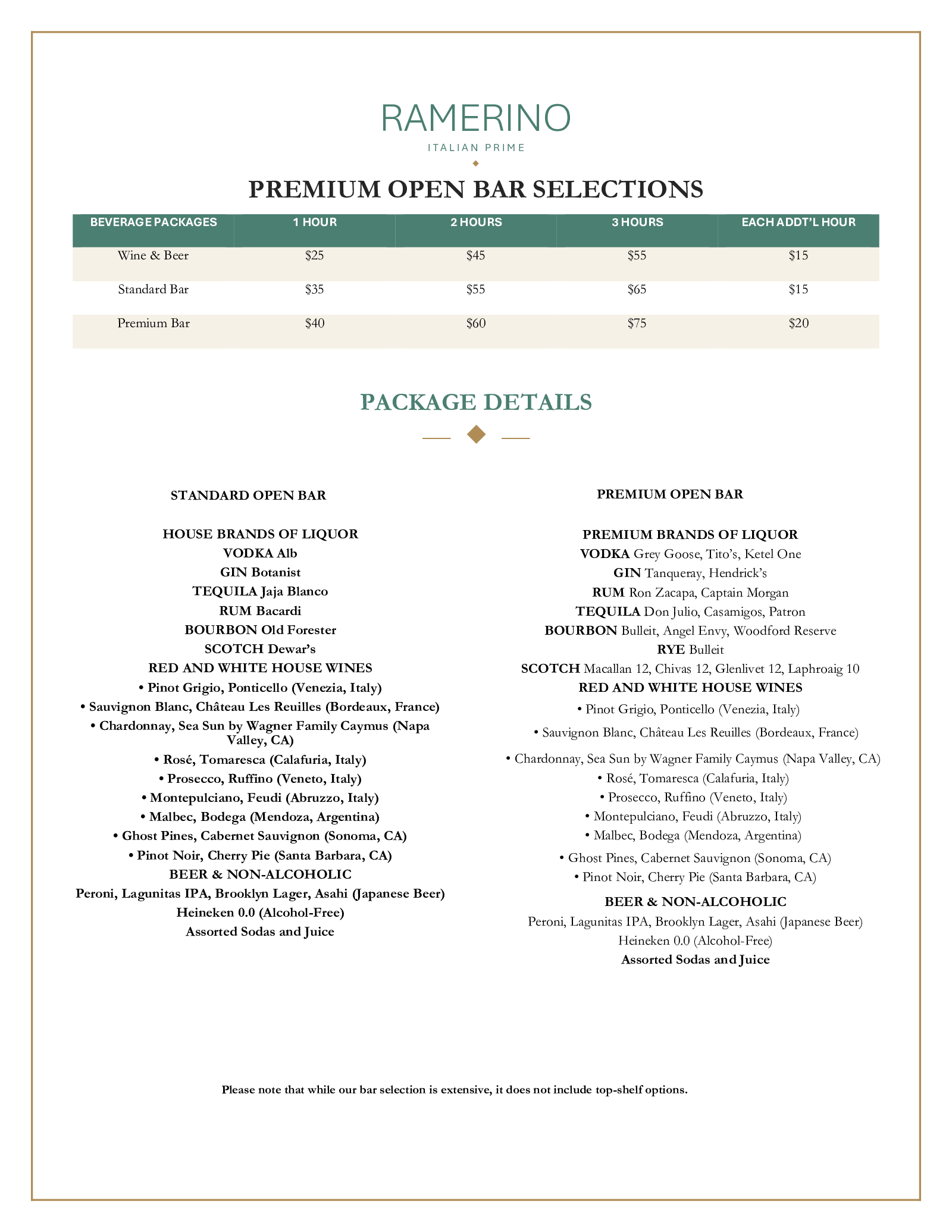 Ramerino Prime Party Menus, page 7 of 7