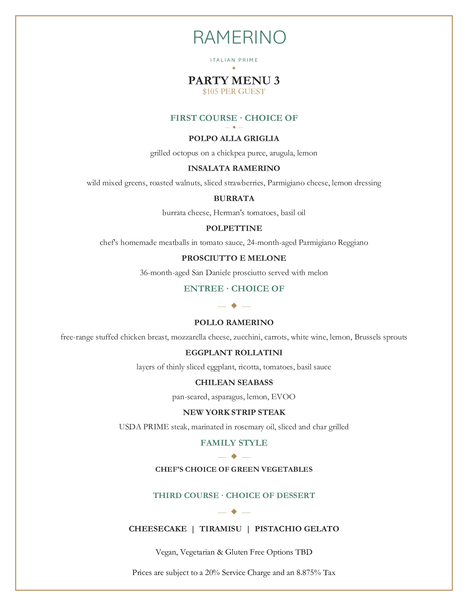 Ramerino Prime Party Menus, page 4 of 7
