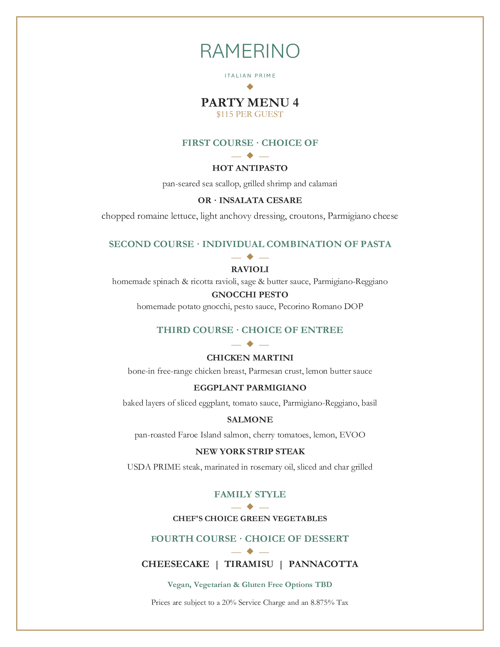 Ramerino Prime Party Menus, page 5 of 7