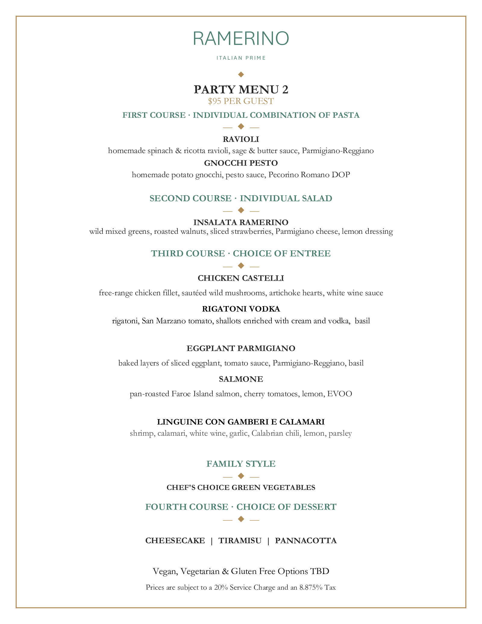 Ramerino Prime Party Menus, page 3 of 7